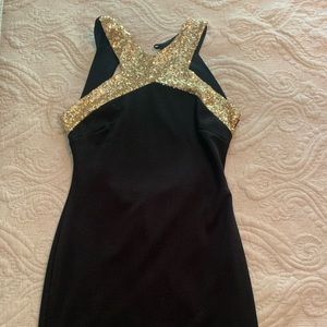Black Bodycon Dress- Gold sequin
